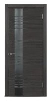 Дверь межкомнатная ФОРМАТ Баски-5 800*2000 ПВХ Венге серый гориз. стекло черное с гравировкой