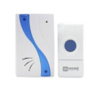 Звонок беспроводной ЗБ-8 32 мелодии 120м с кнопкой IP44 бело-голубой IN HOME