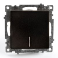 Выключатель 1-кл. СП STEKKER Катрин мех. с индикатором 10А 250В черный GLS10-7101-05